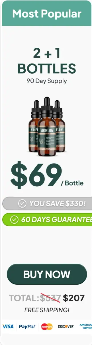 ViriFlow 3-bottle basic pack price discount with 90-day money-back guarantee.